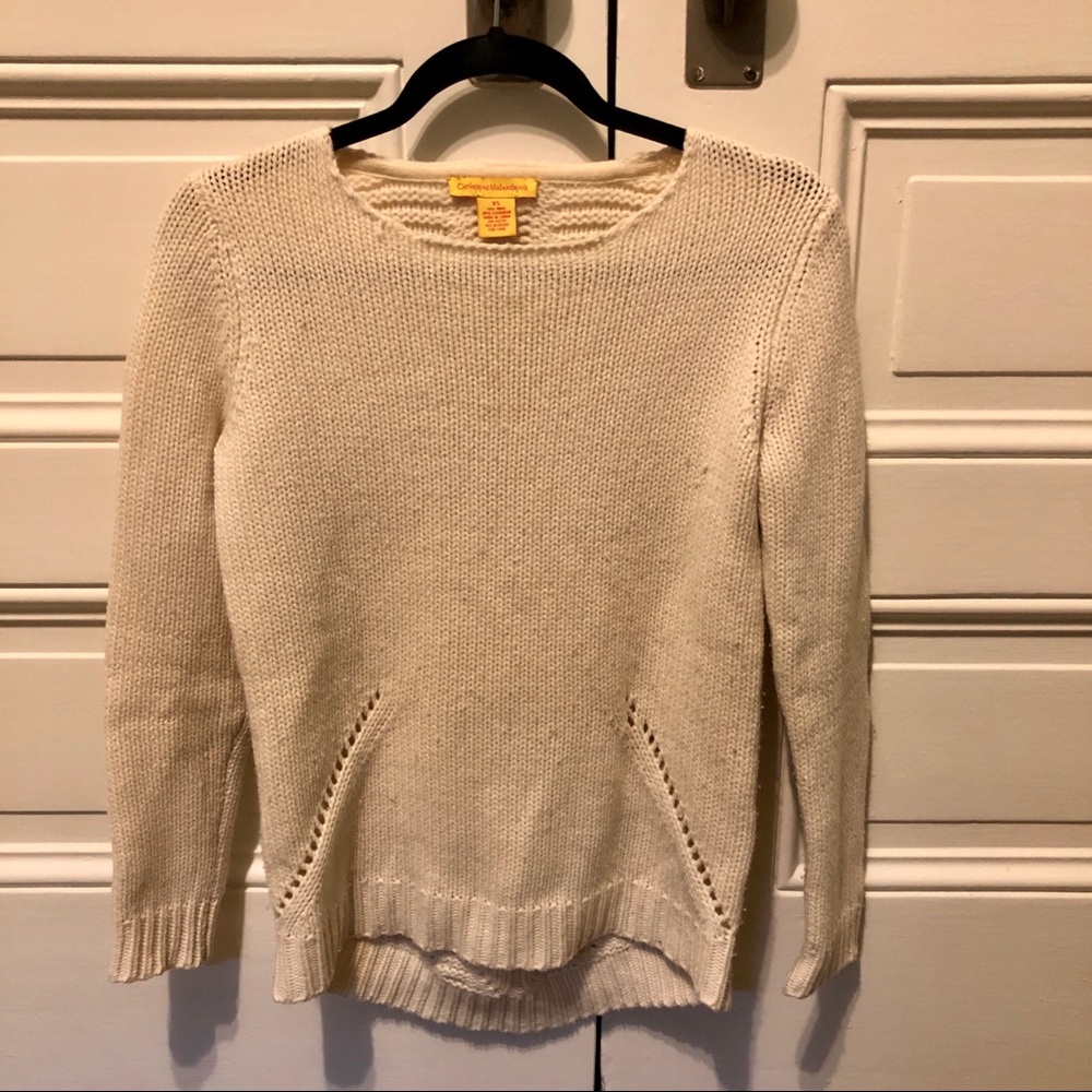 Catherine Malandrino Ivory Cashmere Wool Sweater